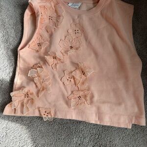 Anthropologie Floral Embellished Women’s Sleeveless Top - Peach-Medium
